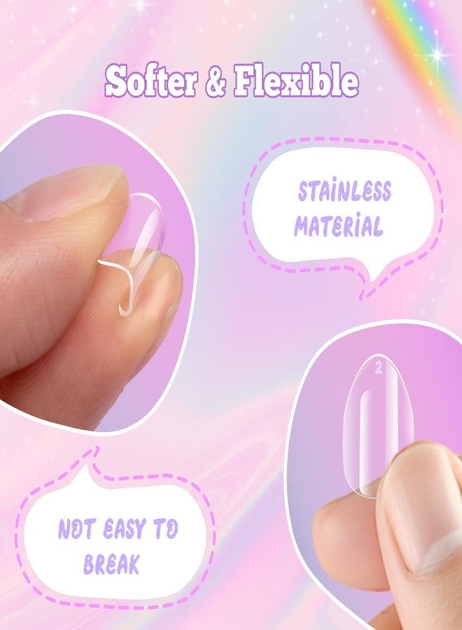 krofaue 240Pcs Almond Kids Nail Tips - 12 Sizes Soft Gel Extra Short Press on Nails for Children Girls Clear Almond Fake Nails for DIY Manicure - Image 3